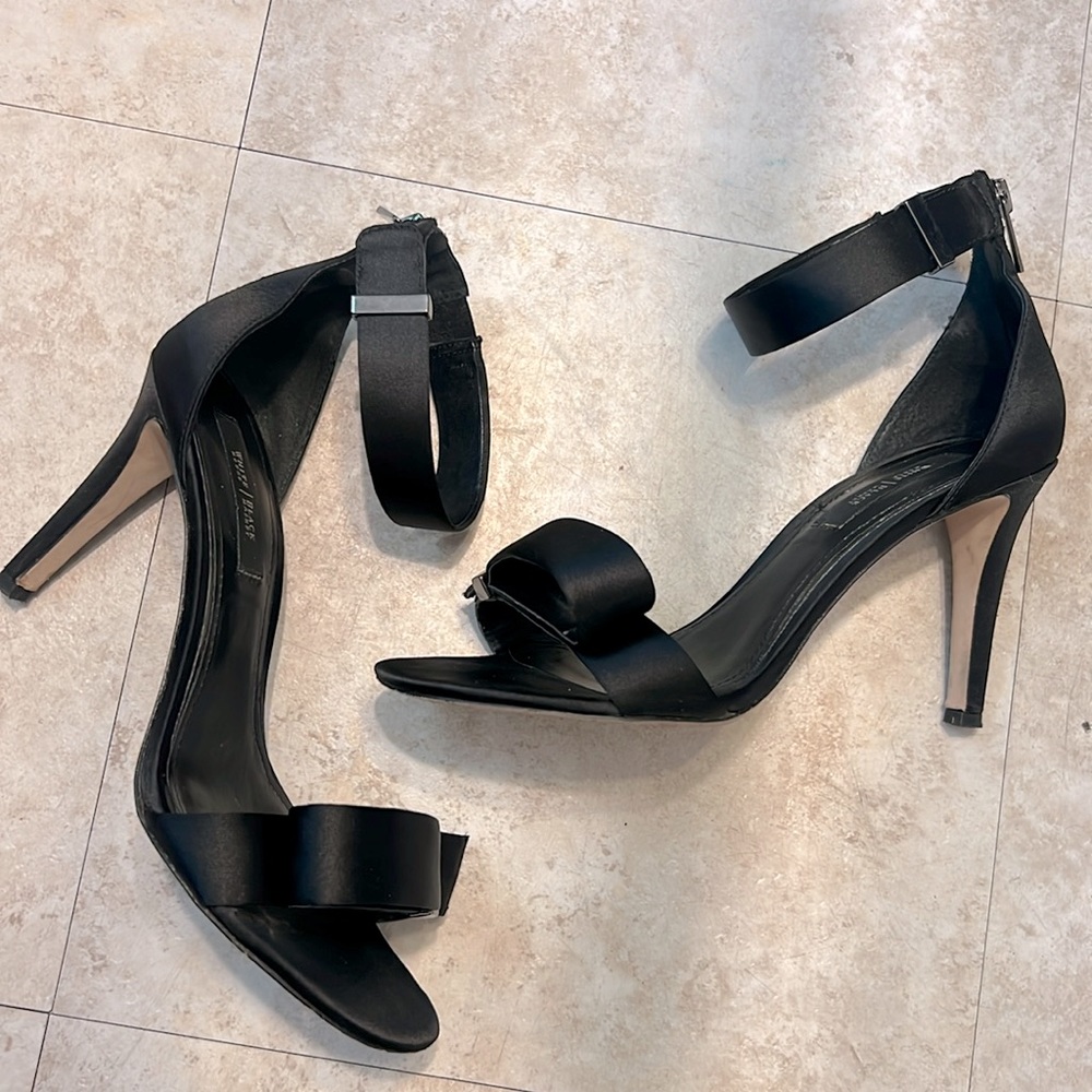 Strappy satin heels